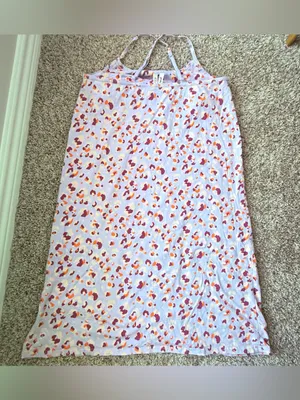Pact Organic Cotton Cross Back Strap Side Slit Mini Sundress Size Medium Floral thumbnail 2