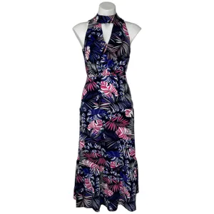SAM EDELMAN Halter Neck Tiered Maxi Dress in Purple Multi Sleeveless‎ Size 0 thumbnail 2