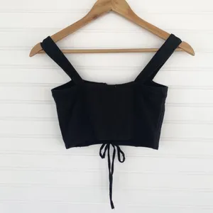 Nollie Lace Up Crop Top Small Black Corset‎ Style Camisole Sleeveless Tank thumbnail 3
