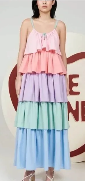 NWT Olivia Rubin Pastels Tiered‎ Sleeveless Maxi Dress Size 6 thumbnail 1
