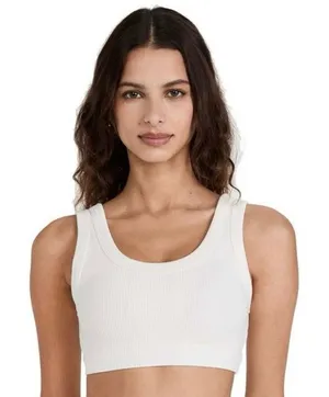 Alo Size Large Yoga Wellness Ribbed Bra White thumbnail 1