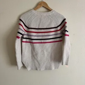 Marine Layer Delaney Pink Purple Stripe Pullover Cream Waffle Crewneck Sweater S thumbnail 6