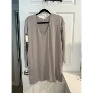 Wilfred Free Gail sweater Neutral Light Gray V-Neck Dress thumbnail 4
