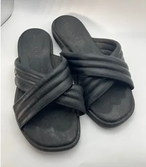 Reef Loft Lux X Black Leather Quilted‎ Crisscross Slide Sandals Womens Size 7 thumbnail 1