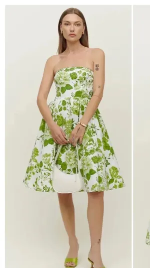 buttercup Rialto green floral strapless midi dress thumbnail 6