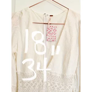 Free People Ponderosa Mini Dress Womens 4 Ivory Boho‎ Lace V-Neck OB1084337 thumbnail 11