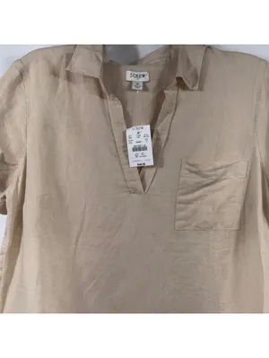 J.Crew Linen Cotton Popover Shirt Beige Size S NWT thumbnail 2