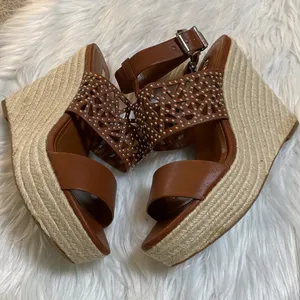 BCBGeneration Studded Perforated Platform wedge sandal thumbnail 5