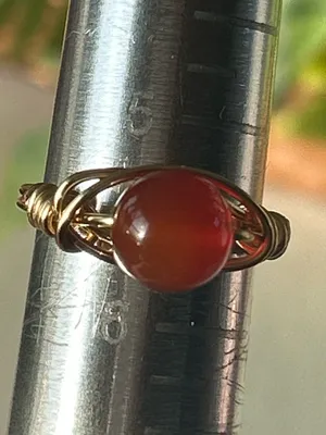 Handmade 💍 Handcrafted Carnelian Wire Wrapped Crystal Ring size 5.5 thumbnail 3