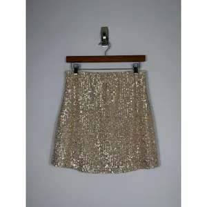 Mini Skirt Z Supply Ciera Champagne Sequin Mini Skirt Size Medium Party Glam NEW thumbnail 2