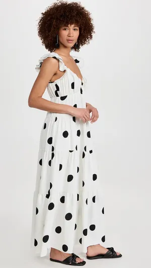 English Factory Polka Dot Flutter Sleeve Maxi Dress thumbnail 2