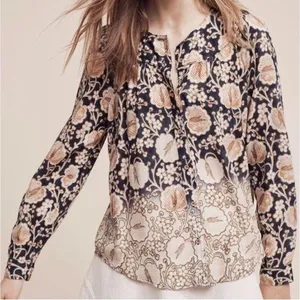 Maeve by Anthropologie Orli floral ombré blouse thumbnail 1