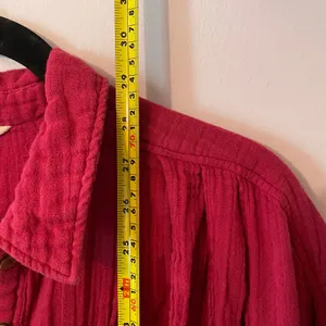 Free People Hot Pink Oversize Boho Button Down Shirt Loungewear Minimalist Small thumbnail 8