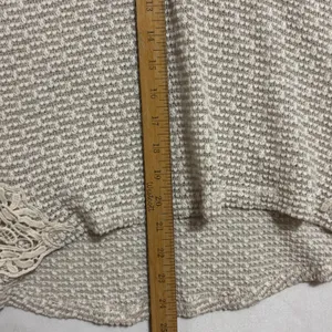 American Eagle Short Sleeve Sweater Cream Crochet Lace Boho Coastal Casual Small thumbnail 8