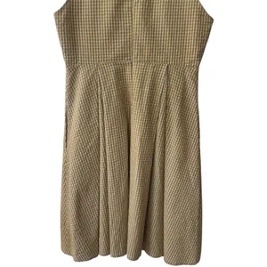 mo:vint Yellow Grey‎ Checkered Square Neck Midi Dress Summer Cottagecore L thumbnail 8