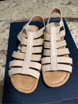 Life Stride Women’s Beige Strappy Wedge Slip On Comfort Sandals 8M thumbnail 2