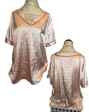 Silky/Satin Pajama Top Pink Size XL thumbnail 2