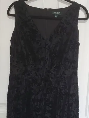Ralph Lauren Black velvet/Lace Dress Size 10 thumbnail 1
