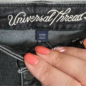 Universal Thread Washed Black High Rise‎ Shortie Raw Hem Denim Shorts thumbnail 3