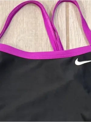 Nike Black One-Piece Swimsuit with Purple Trim thumbnail 5