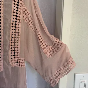 DANIEL RAINN Blush Pink Sheer Crochet Boho Tunic Sz: XL thumbnail 8