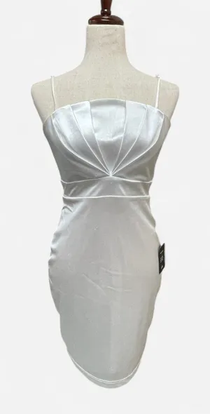Lulu’s Little White Satin Dress, Size medium, NWT‎ thumbnail 1