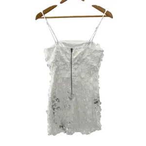 Storia Small‎ 3D Floral Appliqué Shift Mini Dress Bridal Cocktail Party Metallic thumbnail 4
