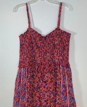 Fat Face Red Natalie Meadow Floral Milkmaid Cottagecore Wide Leg Jumpsuit Sz 12 thumbnail 2