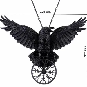 1pc Gothic Black Raven Pendant Necklace‎ Faux Fashion Jewelry thumbnail 2