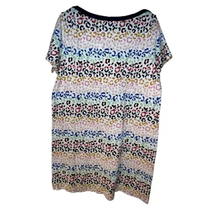 Boden Georgia T-Shirt Dress Jersey Leopard Rainbow Striped Multi Women Size 14R‎ thumbnail 5