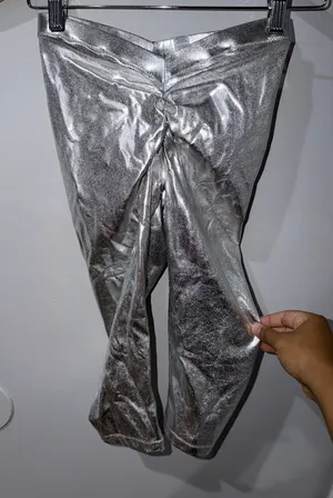 NWT SKIMS Metallic Swim V Waist Pant Size XXS Nickel 1 thumbnail 1