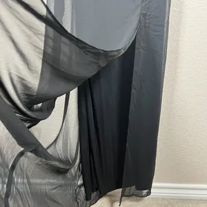 Dessy Collection Square Neck Chiffon Dress Size 2 Black Tie Back Bow Side Slit thumbnail 7