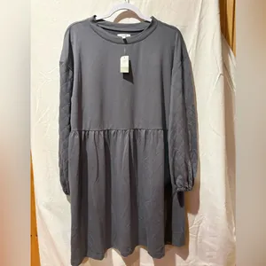 Maurices Gray Quilted Sleeves Sweatshirt Dress women’s L NWT thumbnail 2