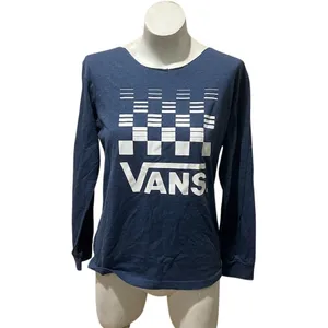 Vans Long Sleeve T-Shirt Unisex Size L Blue Checkerboard Logo Graphic thumbnail 5