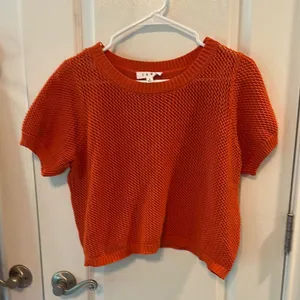 THML Orange Crew Neck Sweater with Textured Knit thumbnail 1