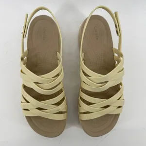 Crocs Brooklyn Strappy Low Wedge Sandal Bone Cream‎ Women 9 Comfort LiteRide Y2K thumbnail 3