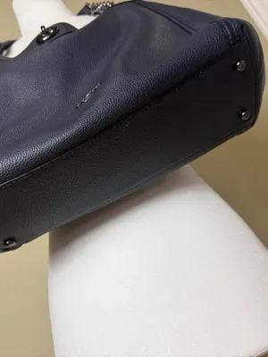 Coach Turnlock Edie Shoulder Bag Navy Pebbled Leather with Chain Link Straps thumbnail 4