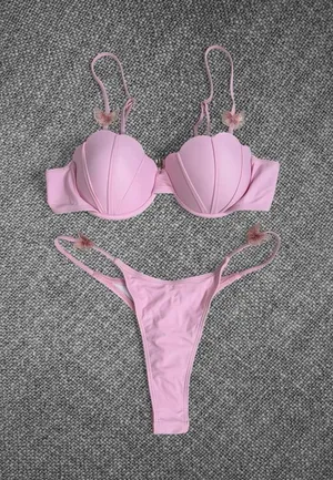 Pink Butterfly Shell Bikini Set Size Medium thumbnail 1