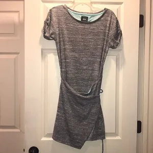 Anthropologie Maeve Marled Gray Tie front wrap tee dress thumbnail 2