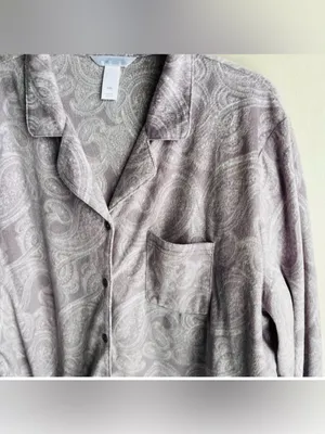 Adonna Sleepwear Lilac Purple Paisley Pajamas Button Front Top XXL thumbnail 2