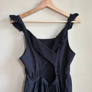 Sincerely Jules linen blend black jumpsuit open back pinafore detail women's M thumbnail 6