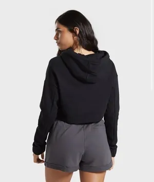 Gymshark Womens Pullover Cropped Sweatshirt Hoodie Black Size small thumbnail 2