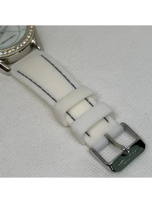 Vernier watch silver tone rhinestones 40mm quartz Roman mop dial running thumbnail 4