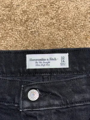 Abercrombie & Fitch NWT 90s Straight Ultra High Rise Jeans Black Sz 32 / 14 LONG thumbnail 5