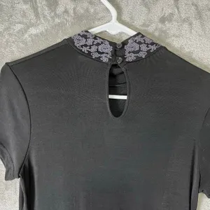 Vintage Y2K Black Gothic Maxi Dress Floral‎ Mandarin Collar Dark Romance Medium thumbnail 3