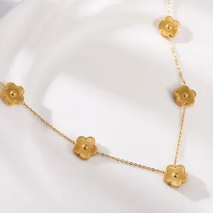 Gold Clovers Station Necklace thumbnail 1