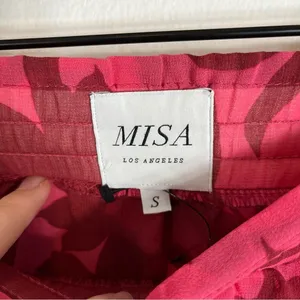 MISA Los Angeles Kalani Skirt Graphic Floral Pink Red Midi Skirt Small thumbnail 7