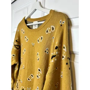 Cotton & Rye Bandana Paisley Sweater XL Mustard Yellow Boho Oversized thumbnail 5