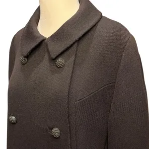 Vintage 60s Rich's Coat M-L Chocolate Brown Double Breasted Mod Peter Pan Collar thumbnail 5