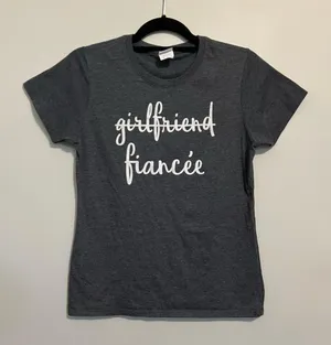 Girlfriend to Fiancee T Shirt Port & Company Charcoal Gray Engagement Gift M thumbnail 2